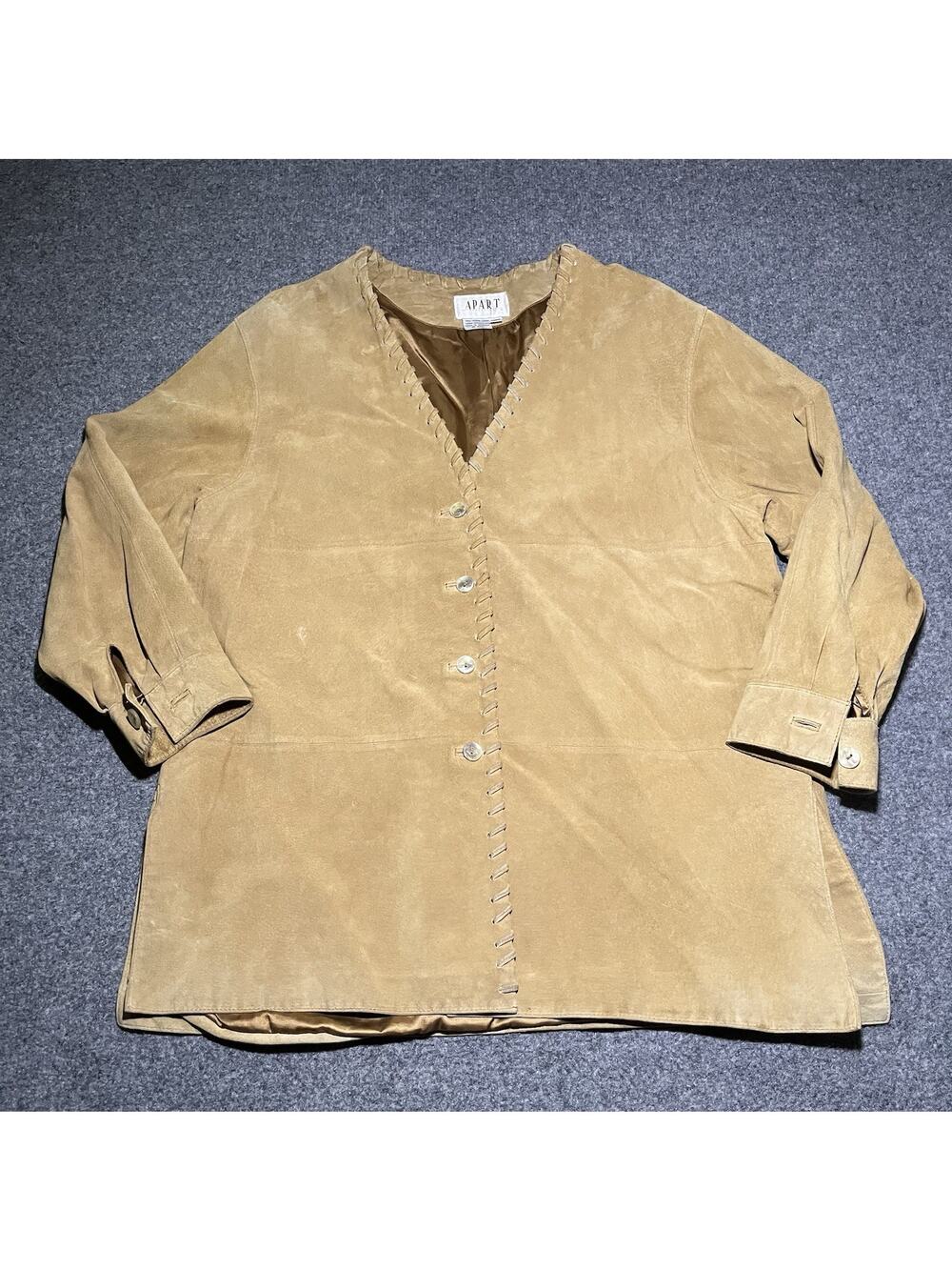 Vintage Apart Leather Shirt Jacket Womens 2X Brown Suede Western Button Up